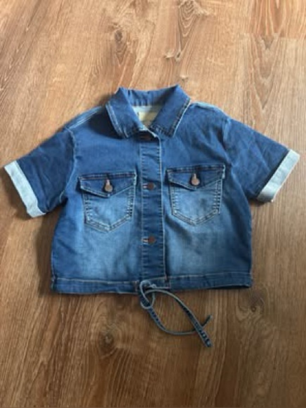 Girls Medium Short Sleeve Denim Jacket - Blue